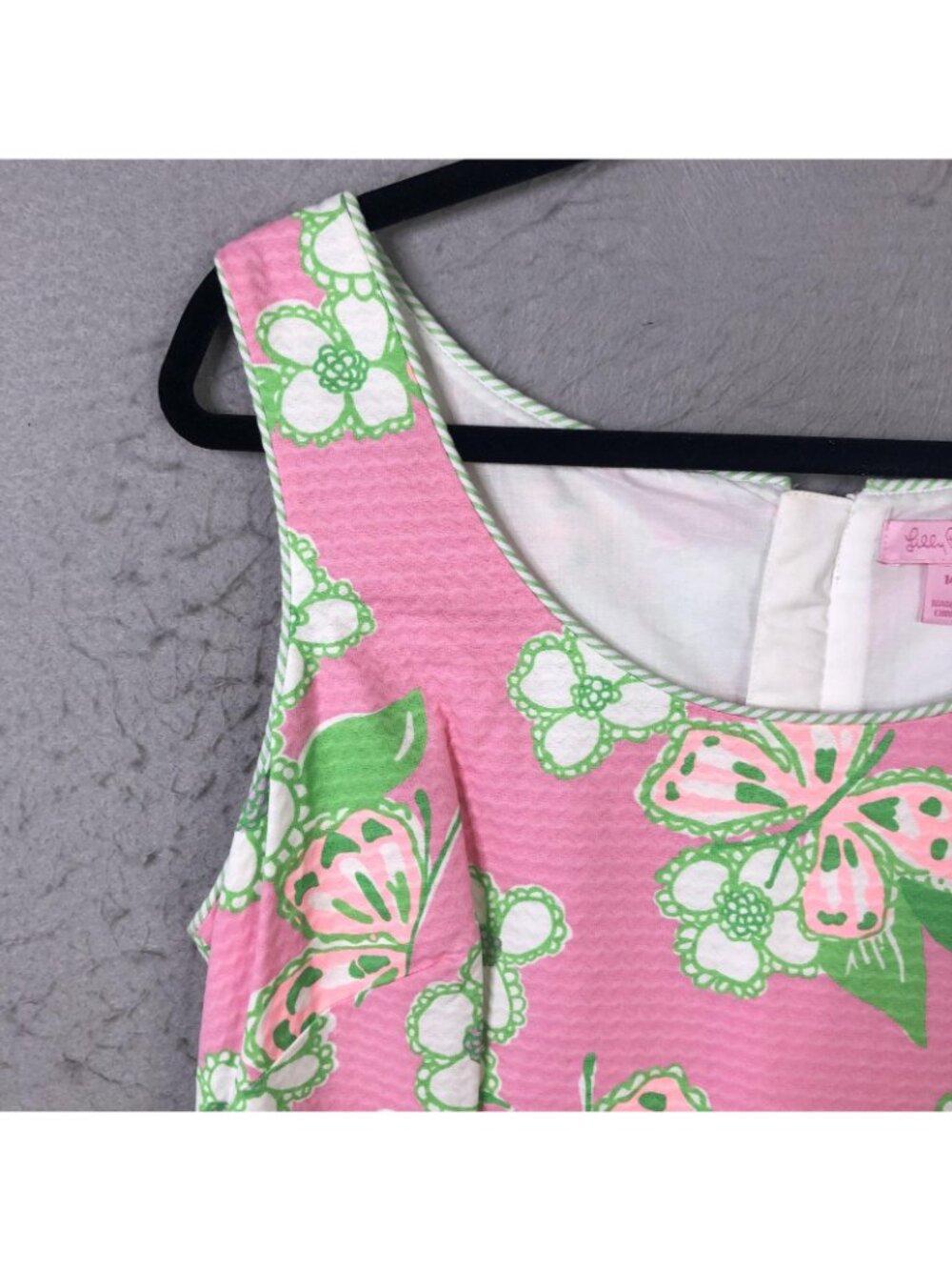 Lilly Pulitzer Dress Womens 14 Pink Butterfly Floral Shift Scallop Hem Nina NEW - Picture 16 of 16